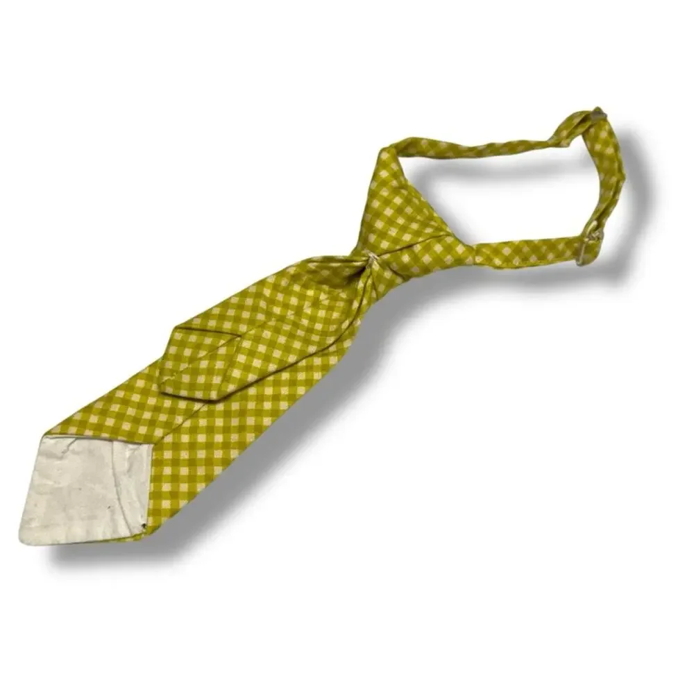 Kids Yellow Lime Checkered Tie Checked‎ Gingham Infant Toddler